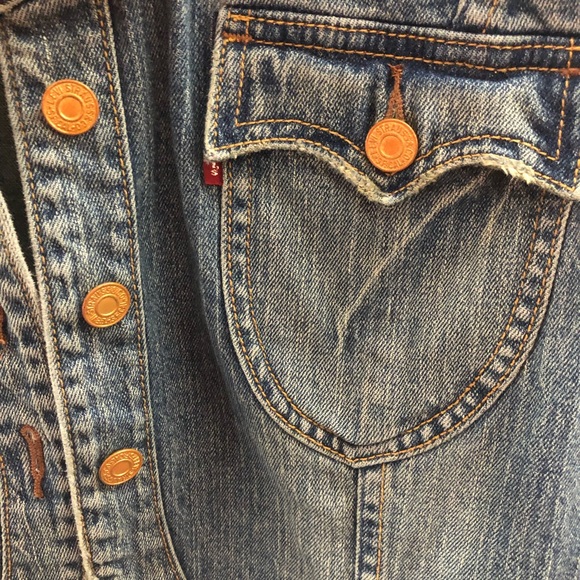 VTG LEVIS Sz M Crop Denim Jacket - Picture 9 of 11